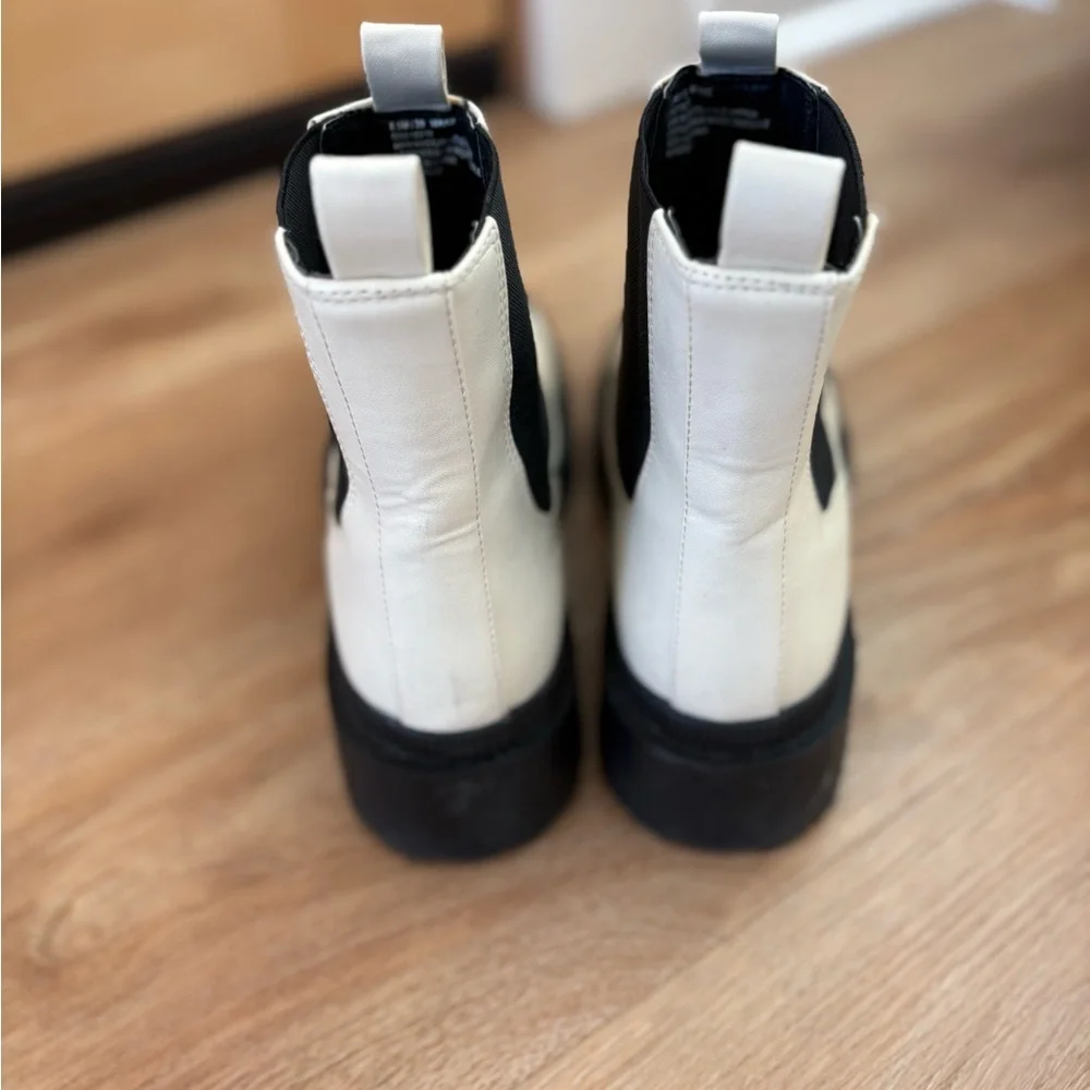 BCBG Paris Black and Cream Ankle Boots